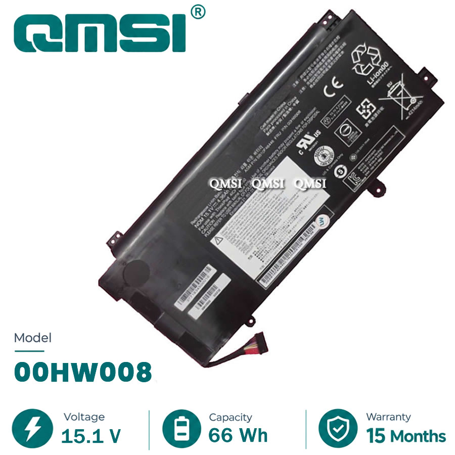 QMSI 15.1V 66Wh 4214mAh Model 00HW008 SB10F46446 SB10F46452 battery For Lenovo Thinkpad Yoga 15 Yoga15 TP00070A Tablet