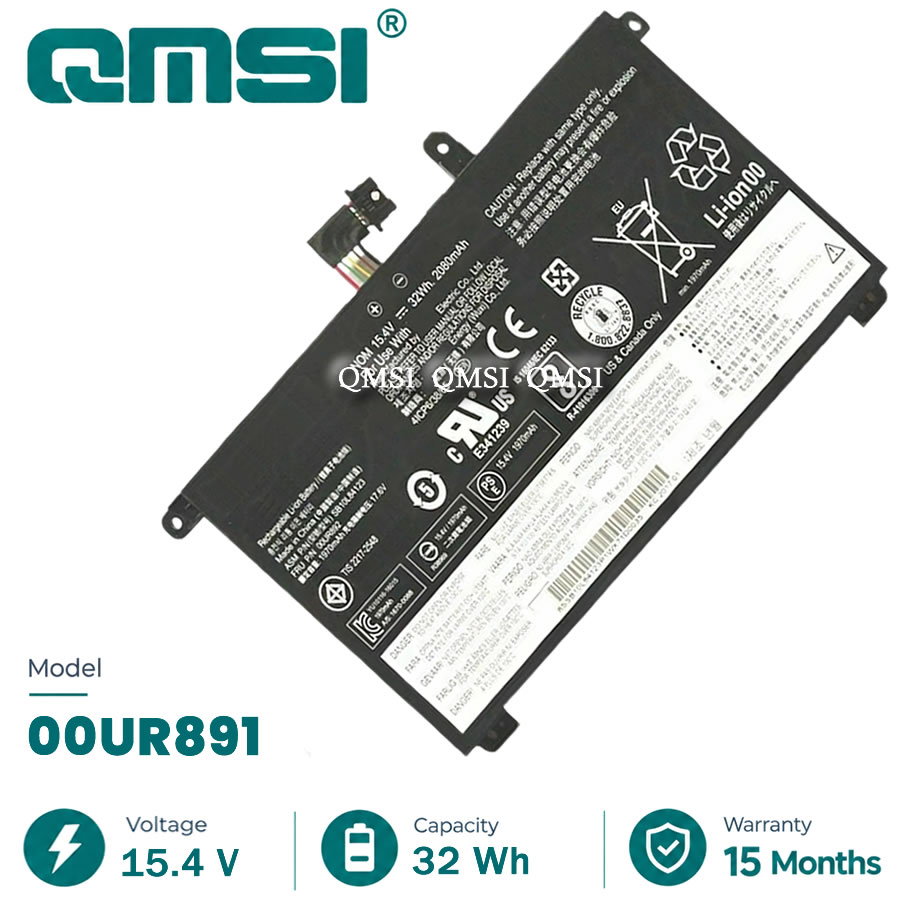QMSI 15.4V 32WH 2095mAh Model 00UR891/2 SB10L84121/22/23 01AV493 Battery For Lenovo Thinkpad T570 T580 P51S P52S laptop