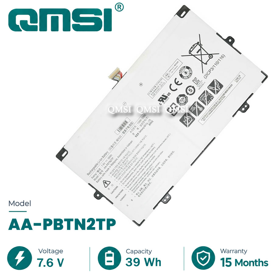 QMSI 7.6V 39Wh 5140mAh Model AA-PBTN2TP Battery For Samsung XE513C24 XE513C24-K01US XE510C24  XE510C24-K04US Laptop