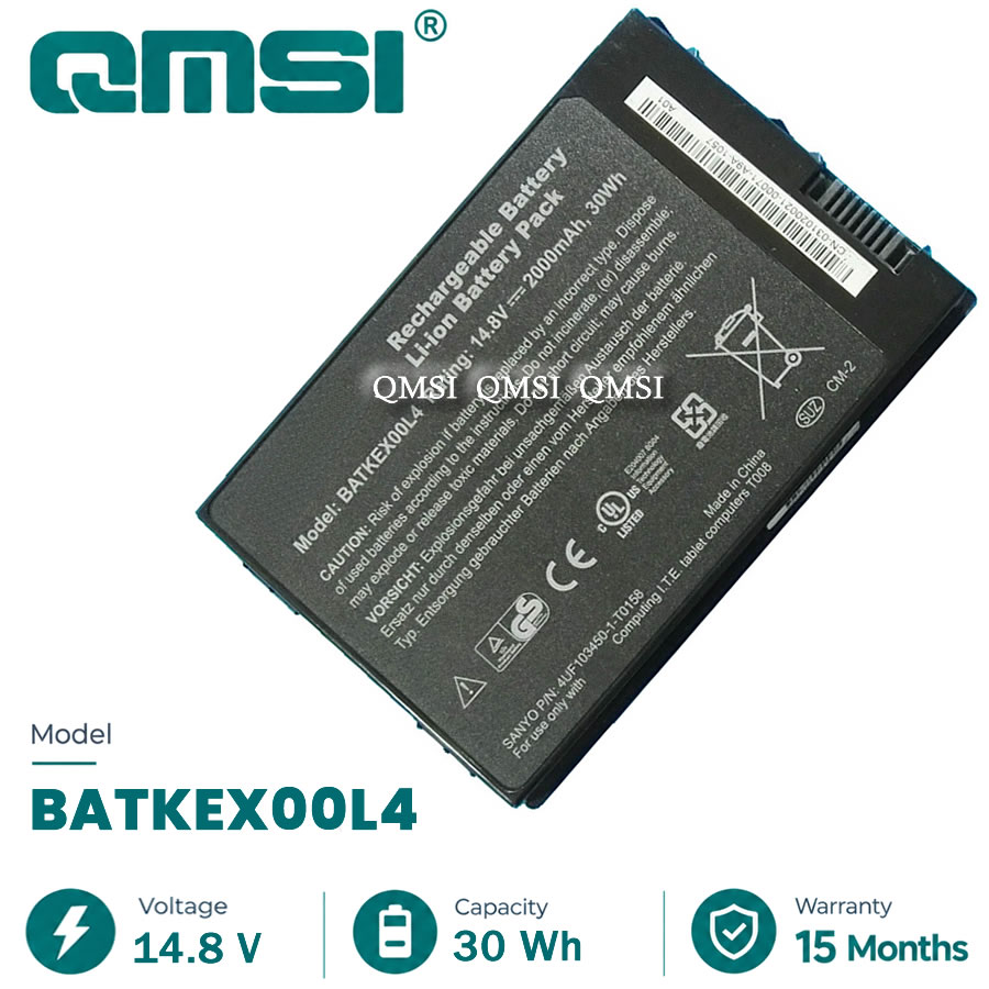 QMSI 14.8V 30WH 2000mAh Model BATKEX00L4 For Motion computing T008 J3400 J3500 J3600 Military tablet