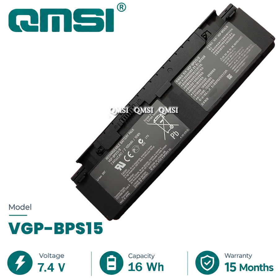 QMSI 7.4V 16WH 2100mAh Model VGP-BPS15/B VGP-BPS15/S BPS15 Battery For VAIO VGN-P11 VGN-P15 VGN-P17 VGN-P19 Laptop