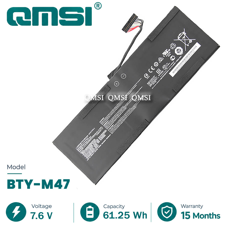 QMSI 7.6V 61.25Wh 8060mAh Model BTY-M47 battery For MSI MS-14A1/14A3 or TerransForce GS40 GS43 GS43VR 6RE GS40 6QE laptop