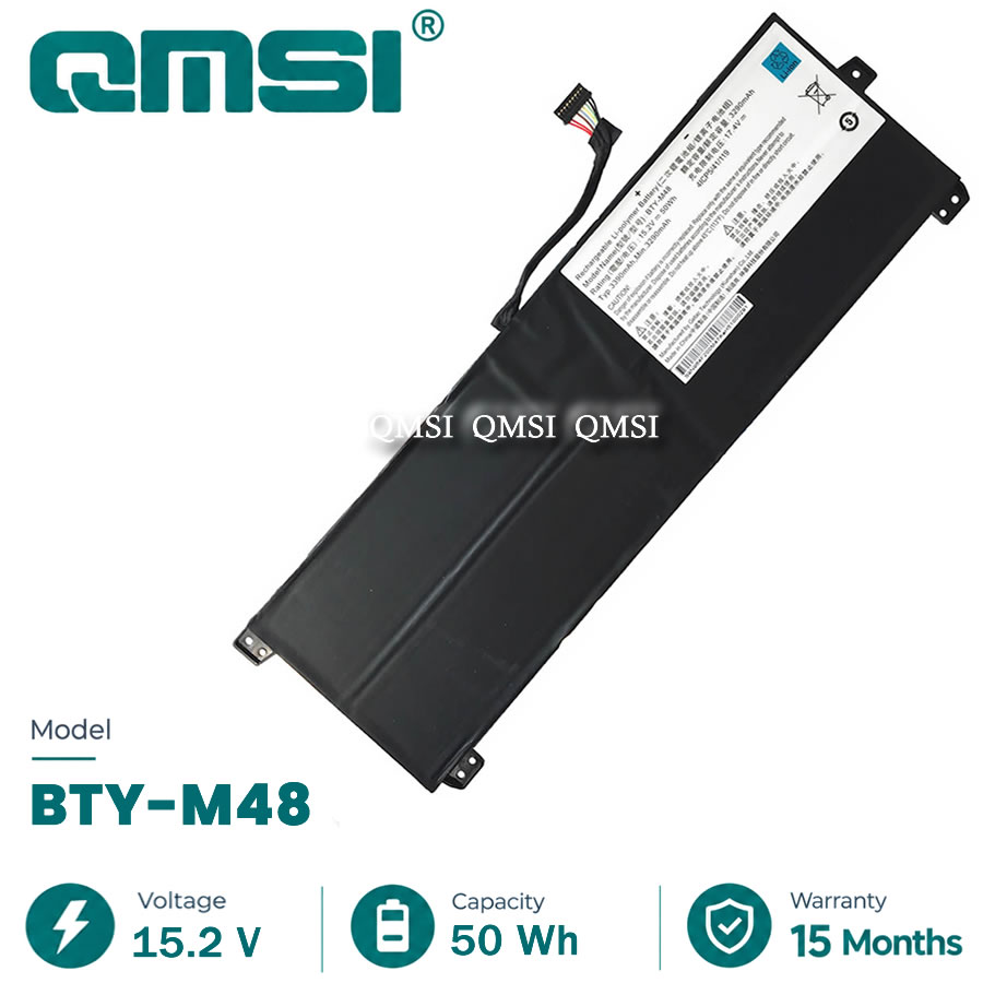 QMSI 15.2V 50WH 3290mAh Model BTY-M48 Battery For MSI PS42 8RA 8RB 8RC, PS42 8M or MECHREVO S1 S1-01 S1-C1 series laptop