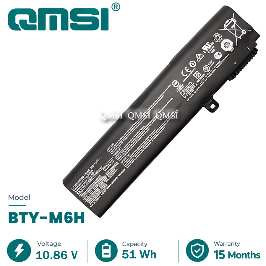 QMSI 10.86v 51wh 4730mah Model BTY-M6H battery For MSI GL62M GL72 GP62 GP62MVR GP72 GE62 GE72 MS-16J1 laptop