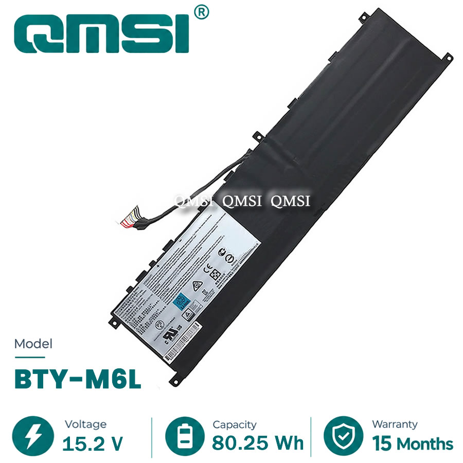 QMSI 15.2V 80.25Wh 5380mAh Model BTY-M6L Battery For MSI 8RF GS65 PS42 8RB PS63 PS63 8RC MS-16Q3 laptop