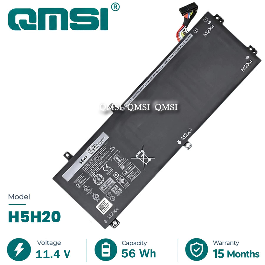 QMSI 11.4V 56Wh 4649mAh Mode H5H20 62MJV M7R96 05041C 5D91C Battery For Dell XPS 15 9560/70 or Precision 5520/30 Series laptop