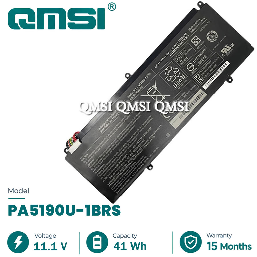 QMSI 11.1V 41WH 3560mAh Model PA5190U-1BRS battery For Toshiba Satellite Click 2 Pro P30W-B series or P35W-B/B3226 laptop