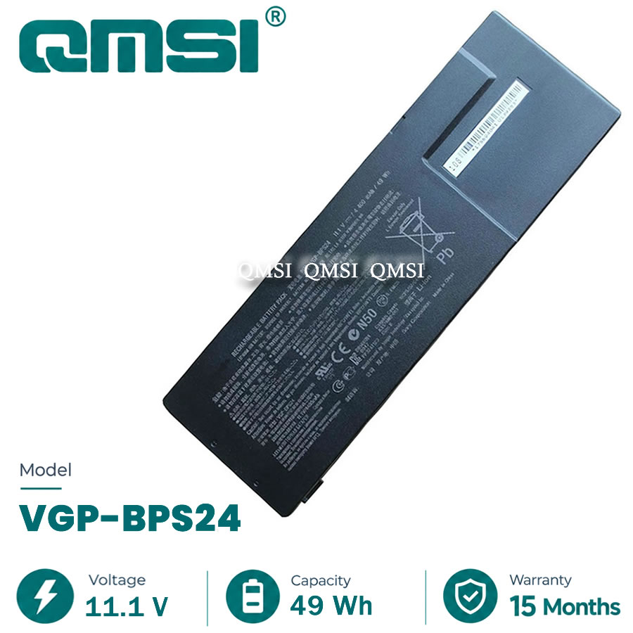 QMSI 11.1V 49Wh 4400mAh Model VGP-BPS24 BPS24 Battery For SONY VAIO VPCSA/B/C/D SVS13113FW VPC-SA25EC VPC-SB38FJ laptop