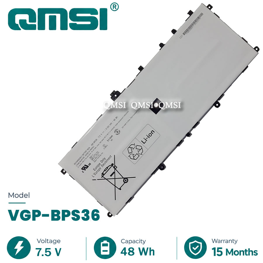 QMSI 7.5V 48Wh 6320mAh Model VGP-BPS36 Battery For Sony Vaio Duo 13 Convertible Touch 13.3" SVD13211CG/A14W/1M2EW Laptop
