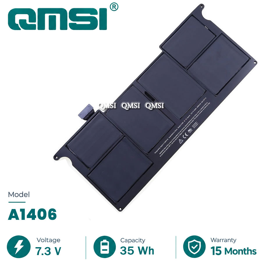QMSI 7.3V 35Wh 4680mAh Model A1406 Battery Suitable For Amacbook Air 11" A1370/1465/1495/1496 2011-12 MC968LL MC969LL MD223LL laptop