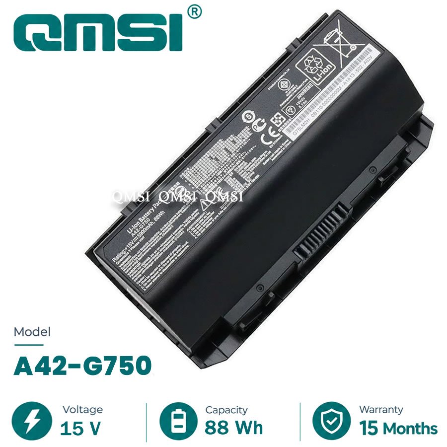 QMSI 15V 88wh 5900mAh Model A42-G750 Battery For Asus G750J G750JW G750JM G750JH G750JZ G750JX/JZ/JS laptop
