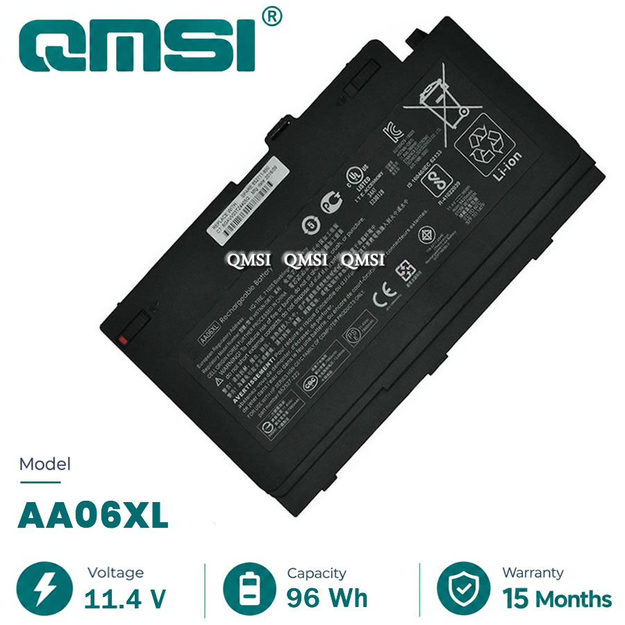 QMSI 11.4V 96Wh 7860mAh Model AA06XL HSTNN-DB7L  AA06096XL battery For HP ZBook 17 G4 G4-1JA88AW/1RQ78EA /Y3J82AV laptop