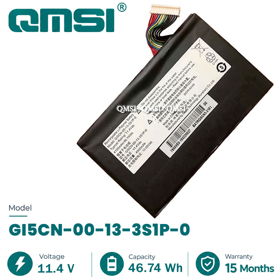 QMSI 11.4V 46.74Wh 4100mAh Model GI5CN-00-13-3S1P-0 Battery For Getac Z7M-KP5GC/7GC or MACHENIKE T90-Ti3C FX500 Laptop