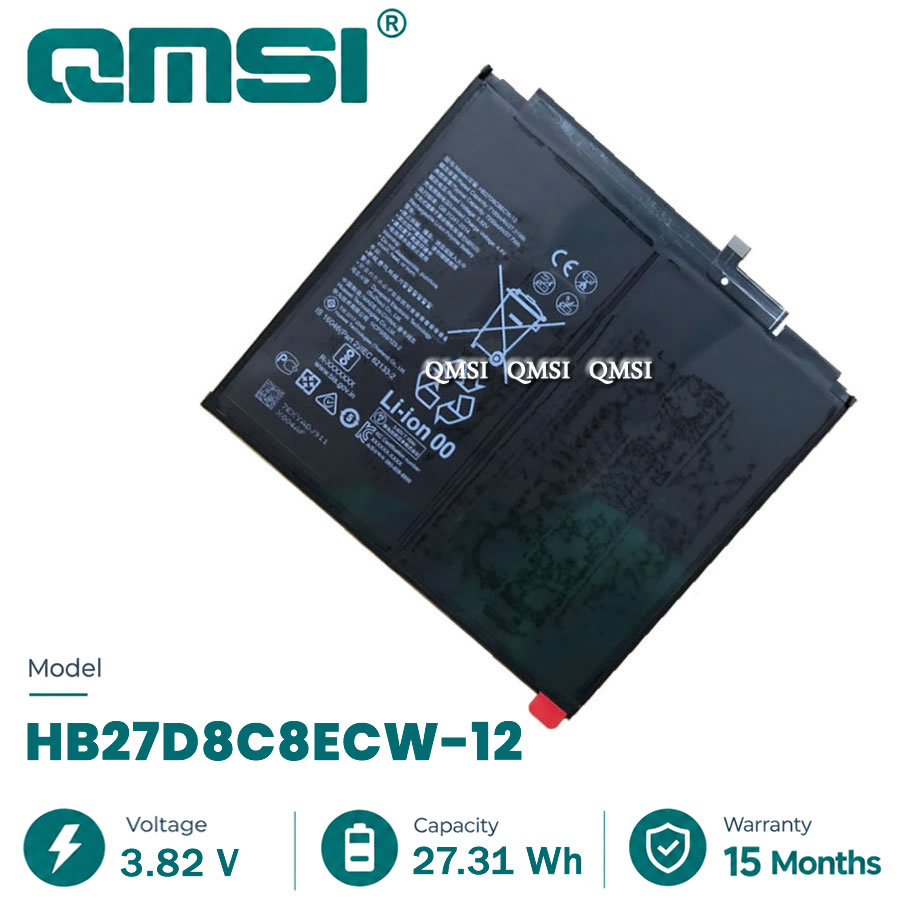 QMSI 3.82V 27.31WH 7250MAH Model HB28D8C8EC/HB27D8C8ECW-12 Battery For HUAWEI MatePad Pro 10.8 5G MRX-AL19/AL09/W09/W29 Tablet