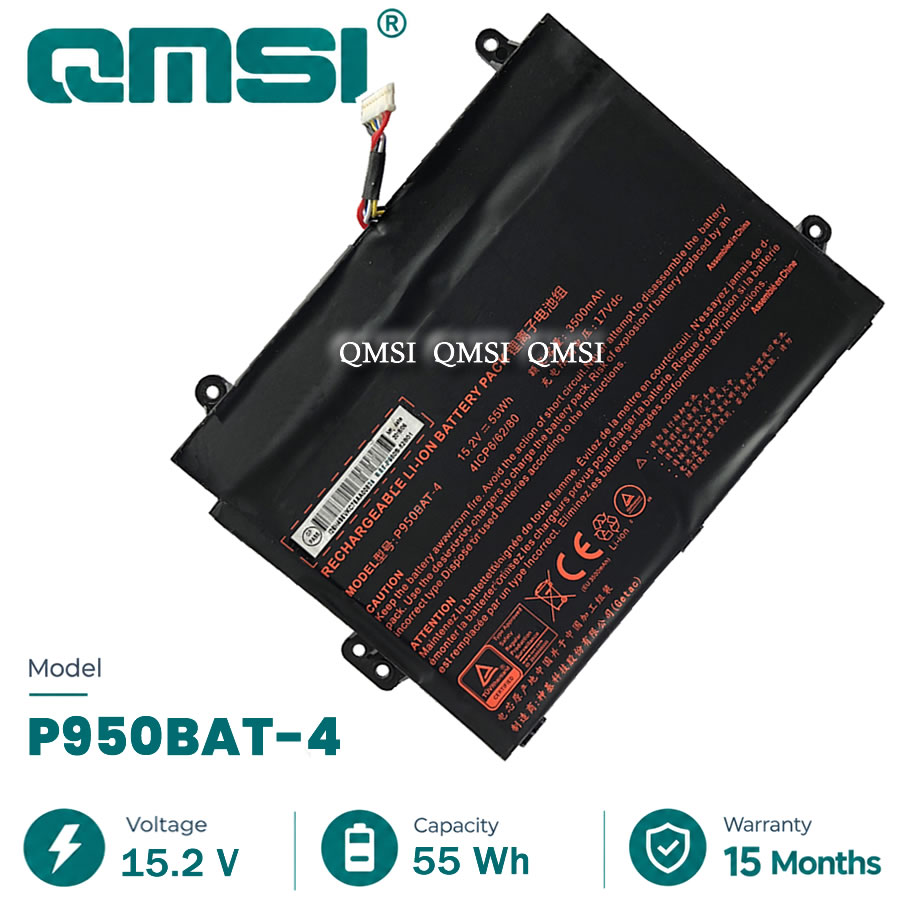 QMSI 15.2V 55Wh 3500mAh Model P950BAT-4 battery For Clevo Eurocom Q5 Q6 P955EP6 P950KP6 P950HP6 P957HR For Hasee Kingbook T97/E/C laptop